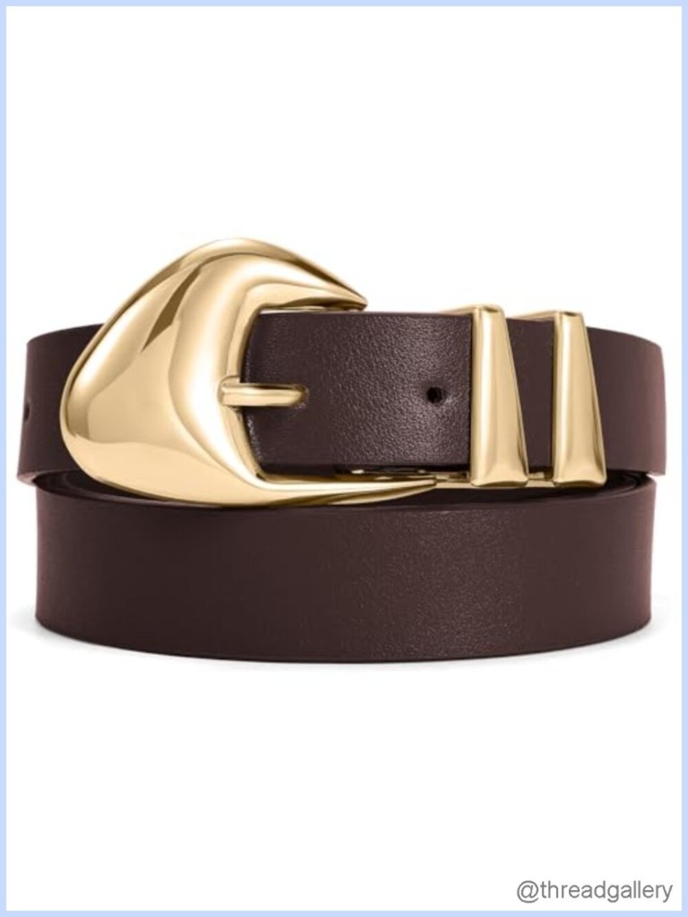 Women's Synthetic Leather Belt with Gold Buckle for Jeans Pants
